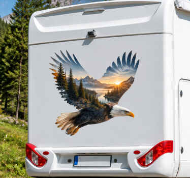 Campervan decal white-tailed eagle and landscape - TenStickers