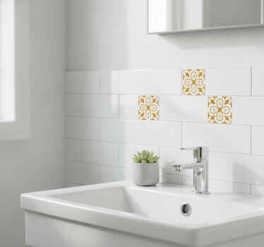 Carrelage adhésif motif fleurs orange - TenStickers