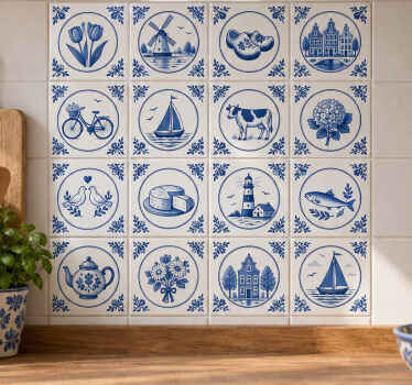 Tegelsticker delftse tegels set - TenStickers
