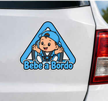 Pegatina bebé a bordo diseño niño azul - TenVinilo