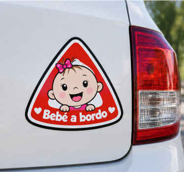 Pegatina bebé a bordo diseño niña sencilla - TenVinilo