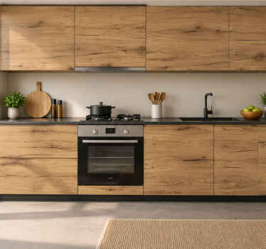 Kitchen wall sticker classic wood effect - TenStickers
