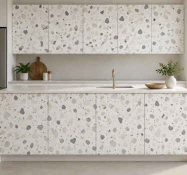 Vinilo para cocina terrazo blanco clásico - TenVinilo