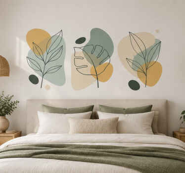 Sticker mural feuilles modernes abstraites - TenStickers