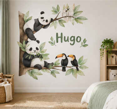 Sticker mural pandas et toucan - TenStickers