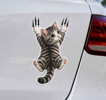 Pegatina coche gato escalador - TenVinilo