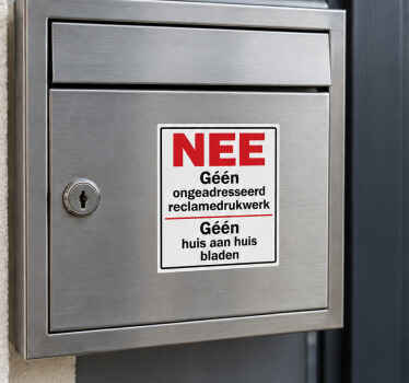 Brievenbus sticker minimaal nee-nee - TenStickers