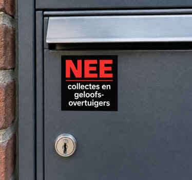 Brievenbus sticker nee collectes en geloofsovertuigers - TenStickers