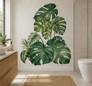 Adesivo bagno grandi foglie di monstera - TenStickers
