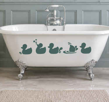 Vinilo para baño fila de patitos - TenVinilo
