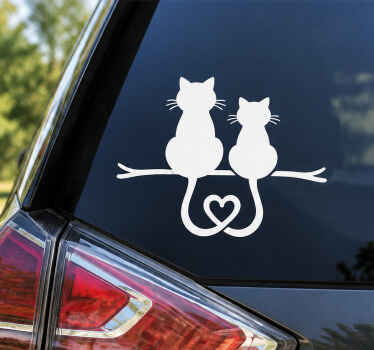 Car sticker cats holding tails - TenStickers