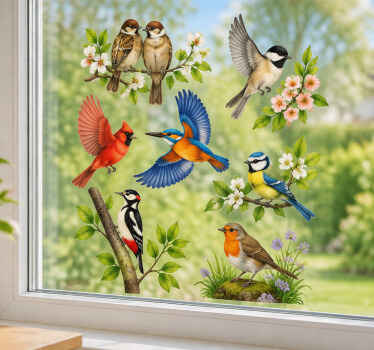 Fensteraufkleber vögel osterdekoration - TenStickers
