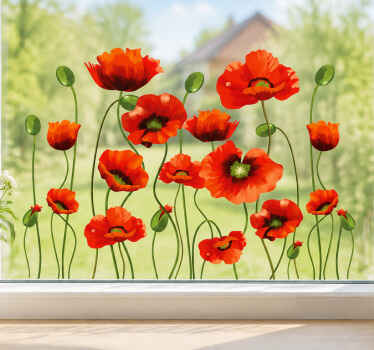 Fensteraufkleber frühling ostern mohnblumen - TenStickers