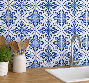 Flise klistermærke blåt portugisisk køkkendesign - TenStickers
