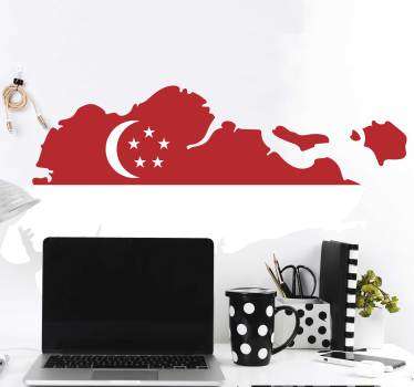 新加坡地图与国旗标志贴花 - TenStickers