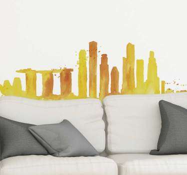 天际线新加坡的天际线轮廓贴花 - TenStickers