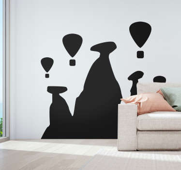 Hor hava balonları siluet manzarası siluet - TenStickers