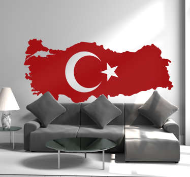 Siluet haritası türkiye bayrağı çıkartması - TenStickers