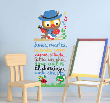 Vinilo infantil canción días de la semana - TenVinilo