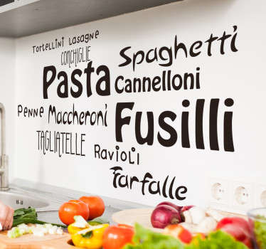 Adesivo murale tipi di pasta - TenStickers