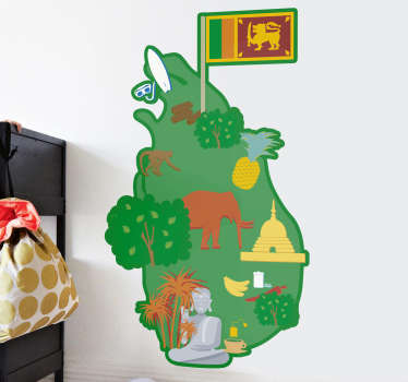 Sri Lanka Map Home Wall Sticker - TenStickers