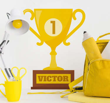 Vinilo deporte trofeo con nombre a todo color - TenVinilo