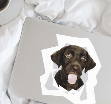 Dog coming out of the wall laptop sticker - TenStickers
