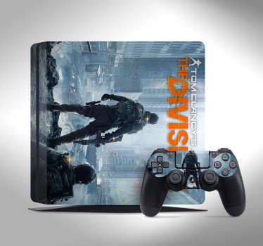 Pegatina para decorar tu PS4 y controladores con el diseño de la caratula del videojuego "Tom Clancy's The Division". Vinilos Personalizados a medida.