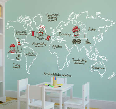 Nálepka na zeď mapa světa dětí - TenStickers