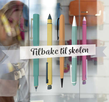 Tilbake til skolen med pennvindu-klistremerke - Tenstickers