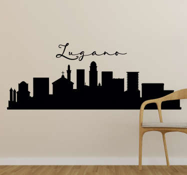 Sticker mural Skyline de Lugano - TenStickers