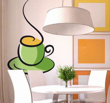 Sticker salle à manger illustration tasse café verte - TenStickers