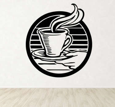 Logo Coffee Cup Illustration Wall Sticker - TenStickers