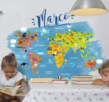 Adesivo personalizzato mappamondo con nome - TenStickers
