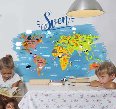 Wallstickers verdenskart på norsk med navn - Tenstickers