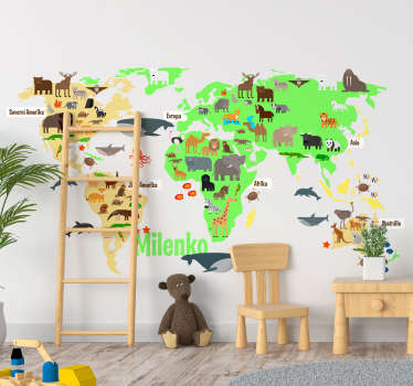 Světová živočišná fauna s nálepkou na zeď - TenStickers