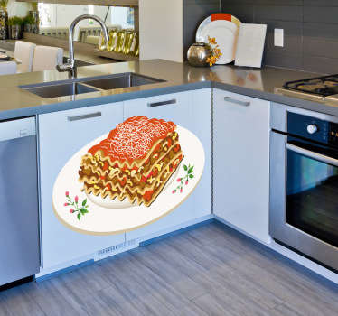 Sticker cuisine assiette lasagnes - TenStickers