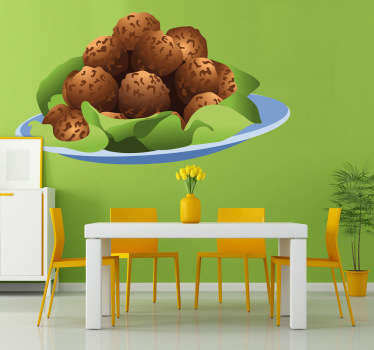 Wall Stickers - Decals - Illustration of a garnished plate of meatballs. Ideal for homes or businesses such as cafes and restaurants.