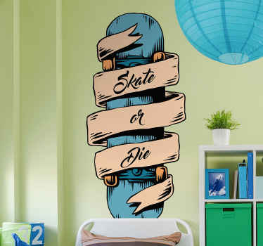 Skateboard With Banner wall sticker - TenStickers