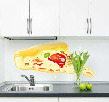 Pegatina porción pizza queso y tomate - TenVinilo