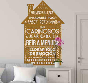 Vinilo normas de la casa silueta hogar - TenVinilo