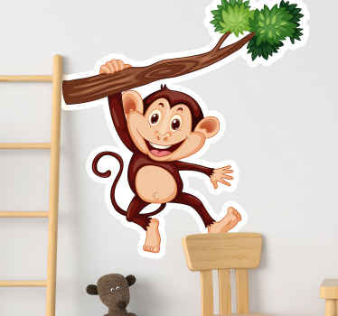 Cheeky Monkey Swinging petsticker - TenStickers
