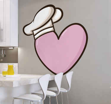 Sticker gastronomie coeur avec toque de chef - TenStickers