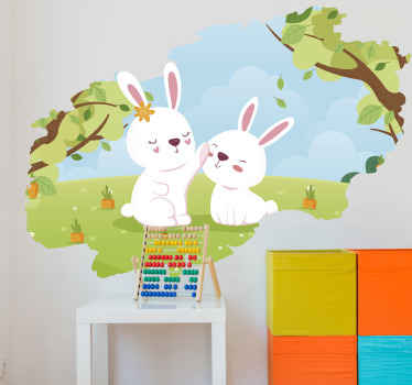 Schattige konijnenvrienden sticker huisdier - TenStickers