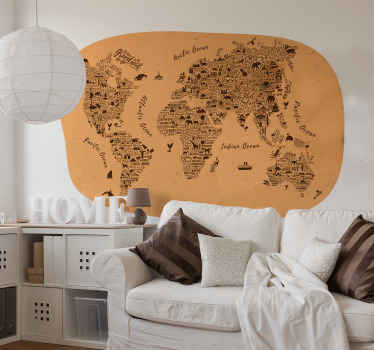 World Map Illustration Location sticker - TenStickers
