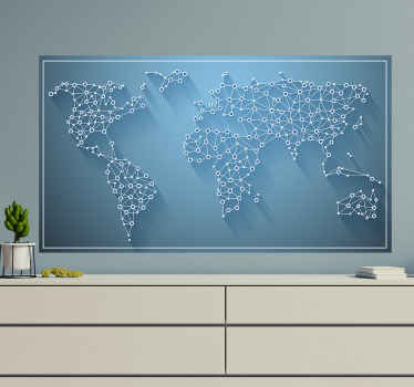 Wandtattoo Weltkarte vernetztes weltnetzwerk - TenStickers