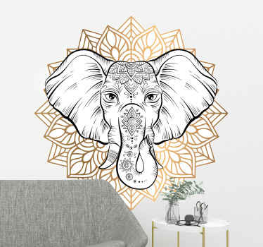 Elegant Elephant Mandala decoration wall sticker - TenStickers