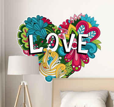 Sticker amour coeur plein de couleurs - TenStickers