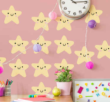 Adesivo murale bambini facce di stelle felici - TenStickers