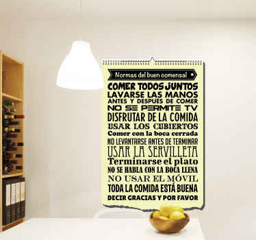 Vinilo normas de la casa para cocina - TenVinilo